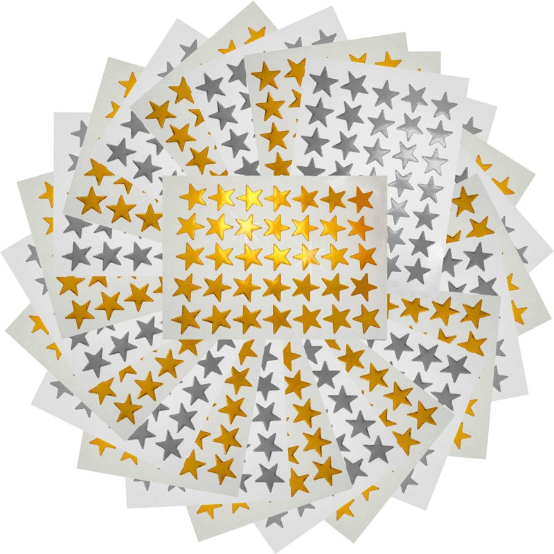 IFAMIO 3500 Count Star Stickers for Paper Notebook, Journal Gold Silver Self-Adhesive Foil Star Labels 100 Sheets - Image 1